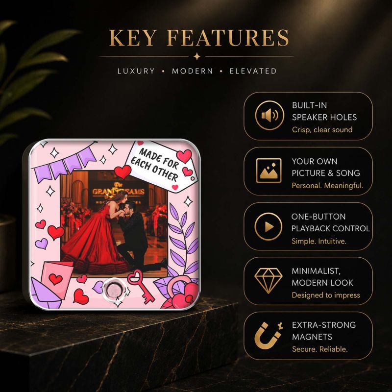 Made for Each Other Gift for Couples Personalized Musical Fridge Magnet with Rechargeable for Wife & Husband